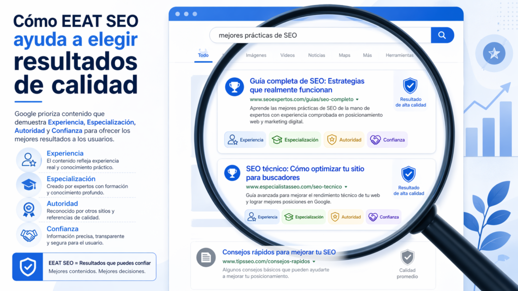 4 pilares de EEAT SEO ¿qué es y cómo influye en Google? 2 Cómo Eeat Seo Ayuda A Elegir Resultados De Calidad En Google.